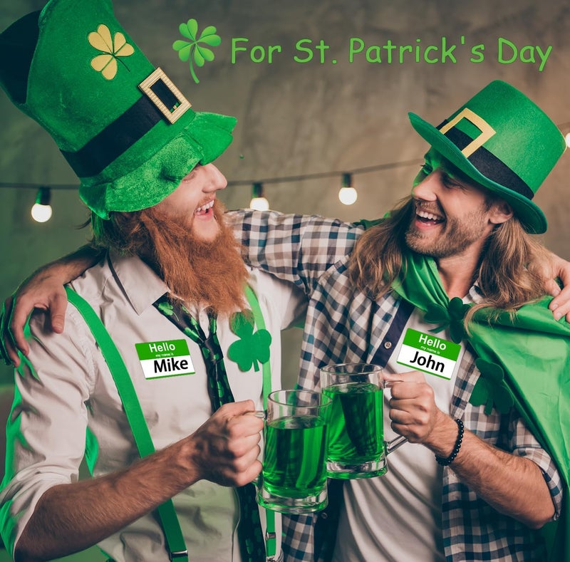 labelon 200 Pcs St. Patrick's Day Name Tags Stickers, 3.5" x 2.25" Hello My Name is Stickers, Green Name Tag, Adhesive Label Sticker for Office, Meeting, School, Teachers and Mailing - Image 3
